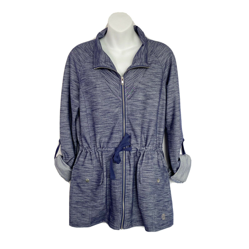 Balance Outdoor Collection Womens Large Blue Full Zip Jacket Cinch Waist Pockets